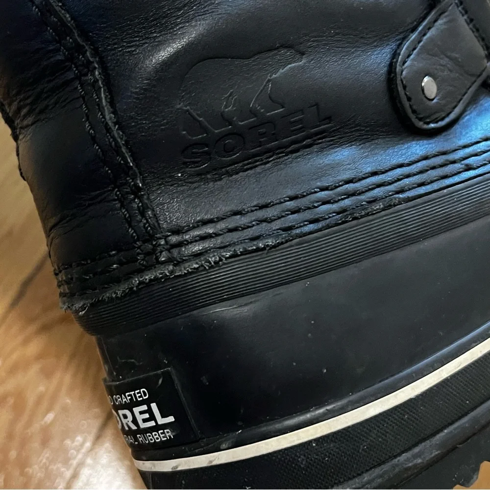 Sorel Joan of Arctic Lux Leather Black Winter Boots with Fur Trim - Picture 6 of 8